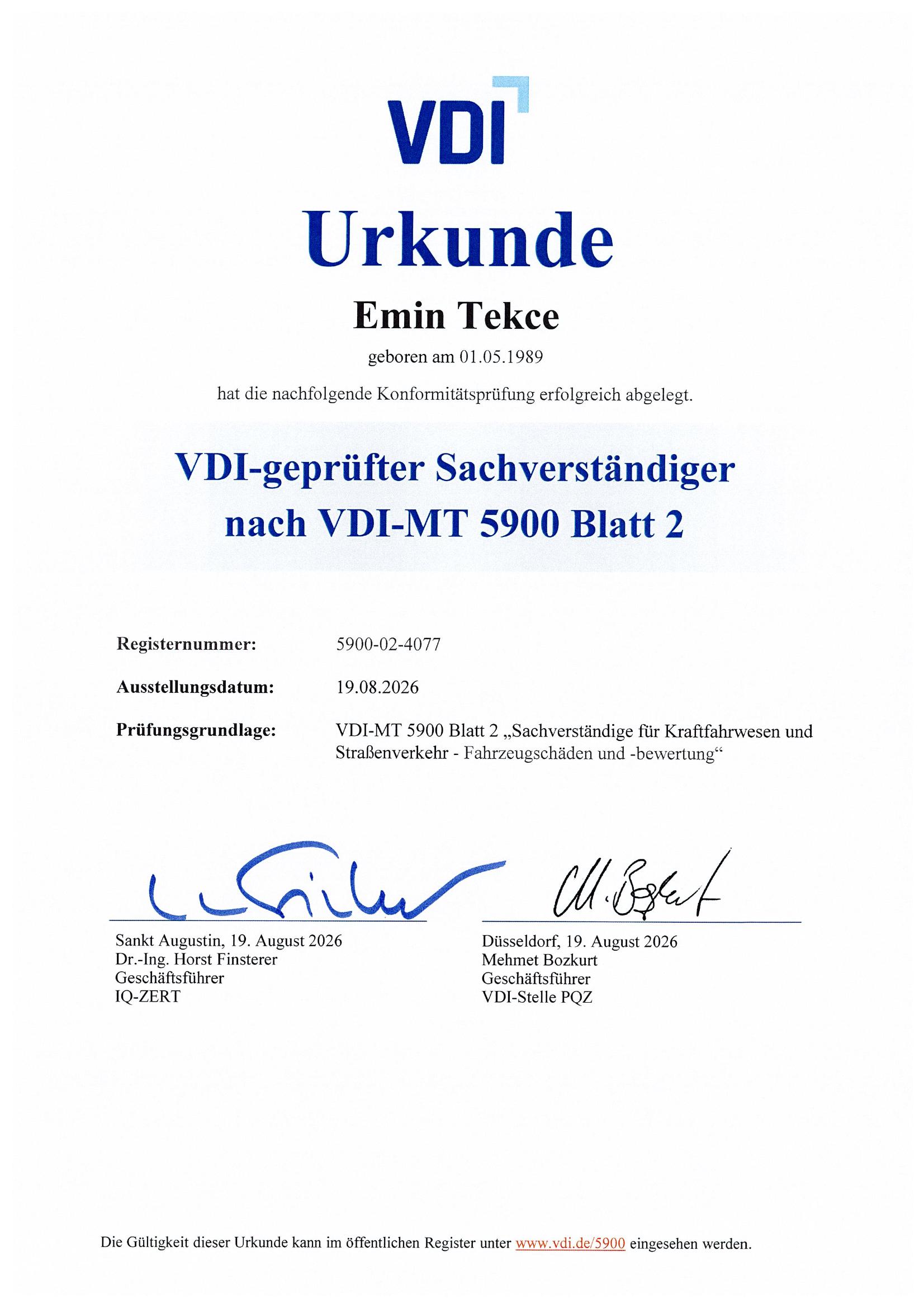VDI-geprüfter Sachverständiger